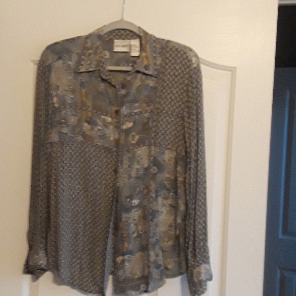 Napa Valley shirt,blue, brown, gray, cream